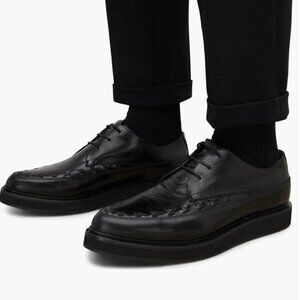 All Saints Men's New Black Topper Woven Leather Derby | Size EU46 US13